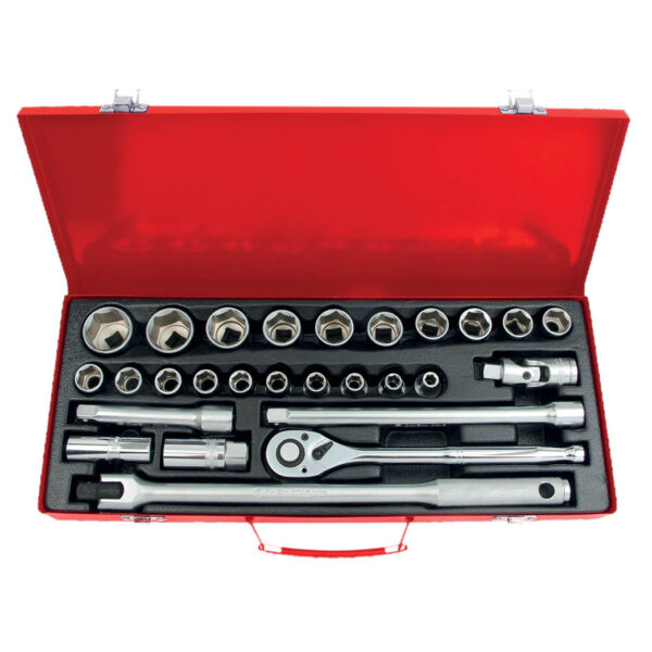 Ampro 27 Piece 1/2" Drive 6 PT Socket Set - Metric